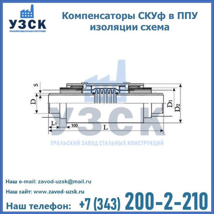 Компенсаторы СКУф в ППУ изоляции схема в Шымкенте