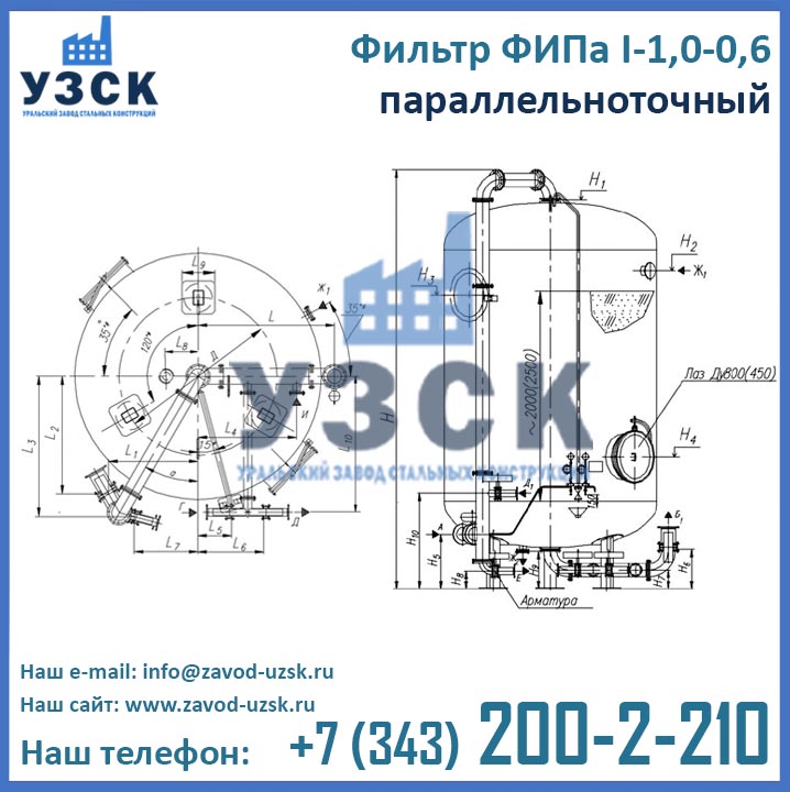 Фильтры ФИПа I-1,0-0,6, чертеж фильтра ФИПа1-1,0-0,6