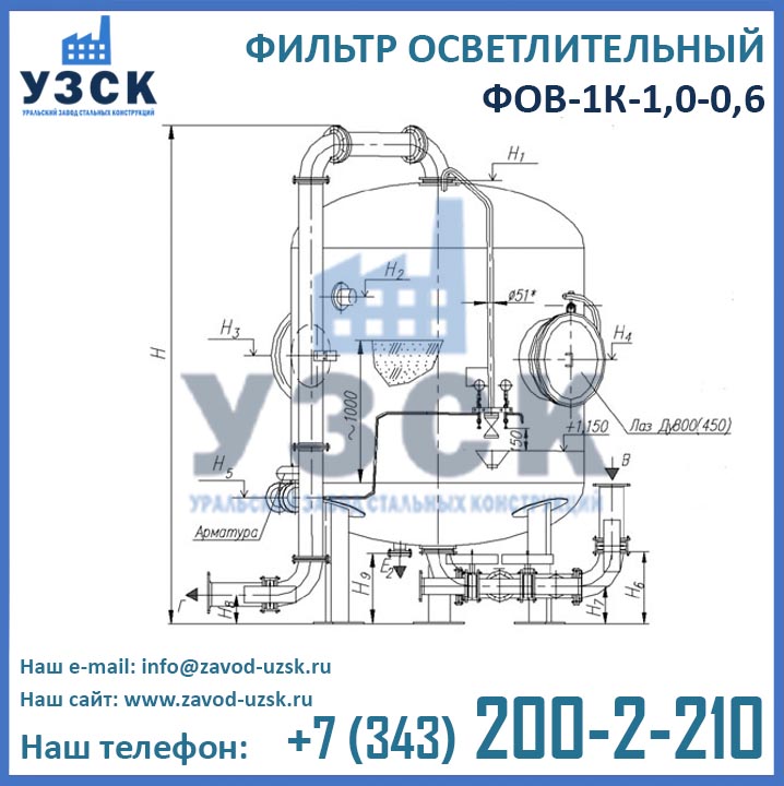 Фильтры ФОВ-1К-1,0-0,6, фильтры осветлительные