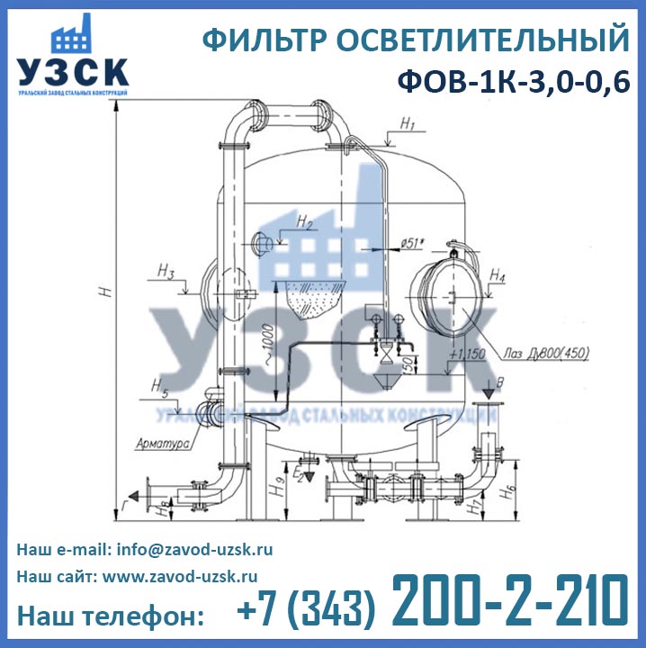 Фильтры ФОВ-1К-3,0-0,6, фильтр для осветления воды